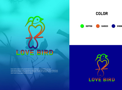 Love Bird animal brand design branddesign branding design company logo creative logo design design flat logo design illustration latter logo logo design love bird minimal logo design modern logo design