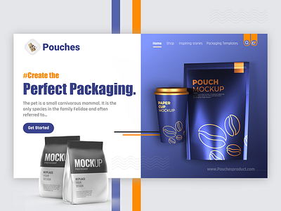 Pouches Packaging Landing Page clean design minimal modern package design packaging packaging design product productdesign prototype ui ui design uidesign uiux ux web web design webdesign website