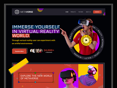 Metaverse Landing Page! 3d engines augmented reality avatars blockchai digital holograms digital twins extended reality meta metaverse metaverse experiences mirrorworlds mixed reality nfts ui ux virtual reality virtual worlds web 3.0 web3