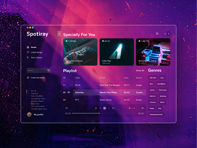 Spotiray The visual concept of a music player concept design desktop music player ui webdesign