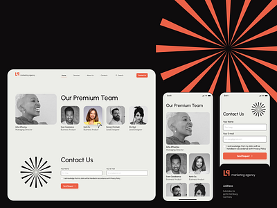 Landing page for marketing agency adaptive design dark mode design desktop landing marketing mobile orange ui ux website