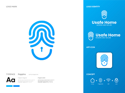 Usafe Home Brand Identity brand identity concept design flat logo minimal typography