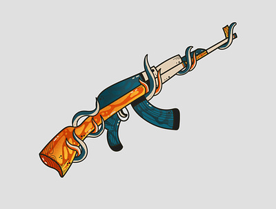 Gun character design flat gun icon illustraion illustration sticker vector