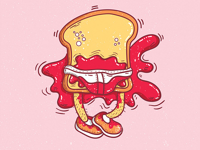 sandwich breakfast character design flat icon illustraion illustration jam sanwich sticker strawberry vector