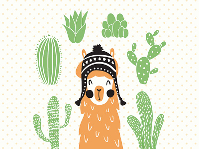 Llama In Bolivian hat animal character children design funny illustration kids llama mexican mexico print scandinavian