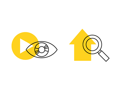 The Benefits of Video (Style Exploration) eye flat geometric icon illustration search simple spot video yellow