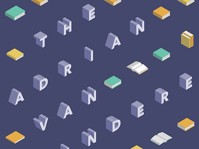 Van Sinderen Book Collecting Prizes Poster Detail 3d avenir blue books flat illustrator isometric purple sans typography