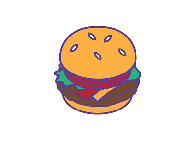 A Burger burger clean flat illustration purple simple yellow