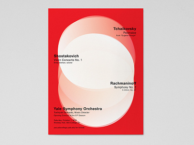 Yale Symphony Orchestra, Opening Concert of the 51st Season clean concert design minimal music poster red sans white