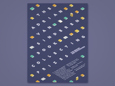 Van Sinderen Book Collecting Prizes Poster 3d avenir blue books flat illustrator isometric purple sans typography