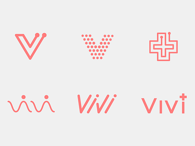 Vivi Pulse Logo Directions clean design health logo minimal pink typography wearable