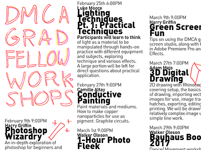 DMCA Graduate Fellow Workshops design graphic design lettering minimalist overprint pink poster simple typography yellow