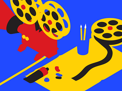 DMCA Interdisciplinary Arts Awards Illustration No. 2 3d blue design film illustration illustrator isometric minimalist red yellow