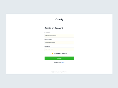 Sign Up (myCountly) account analytics app dashboard design flat form input layout login minimal navigation onboarding register sign in sign up ui user userinterface ux