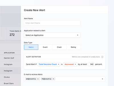 Side Panel Detail - New Countly UI analytics app application button clean ui dashboard design dropdown filter flat interface layout minimal modal navigation query table ui ux webapp