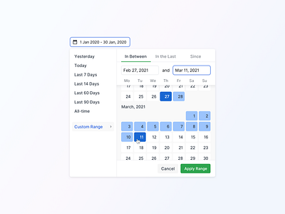Date Picker - New Countly UI analytics app calendar chart component dashboard date date picker date range datepicker design dropdowns flat input interface navigation selection time ui ux