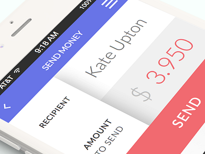 Money Sending App app design flat iphone money send transfer ui ux