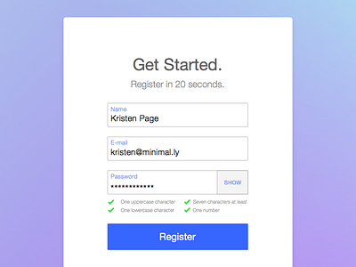 Sign Up / Registration Form button form input interface label login modal register sign up ui ux