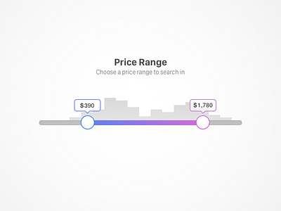 Range Selection with Frequency Chart bar chart filter gradient graph label price range select slider ui ux