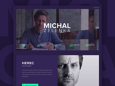 Personal Website art button concept dark flat onepage personal photo portrait promo typography ui