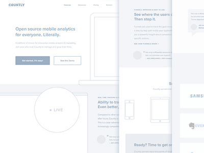 Count.ly landing page Wireframe