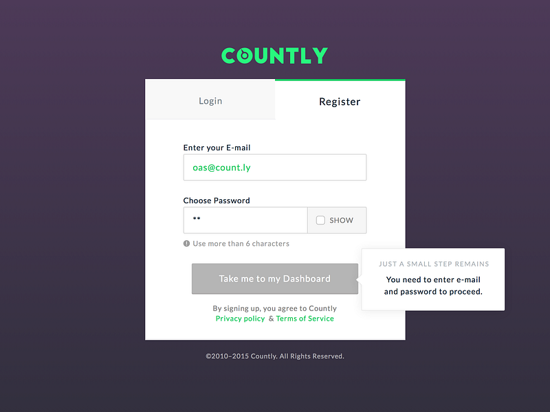 Count.ly Onboarding Screen by Antonin Kus for Countly on Dribbble