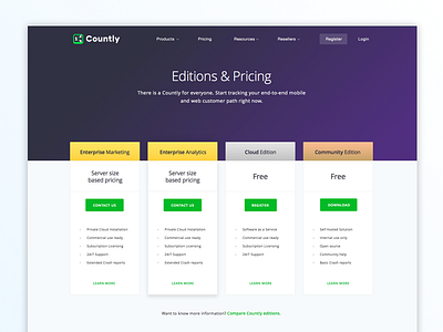 Pricing Page Preview [Count.ly] clean gradient interface label landing pricing table ui ux website