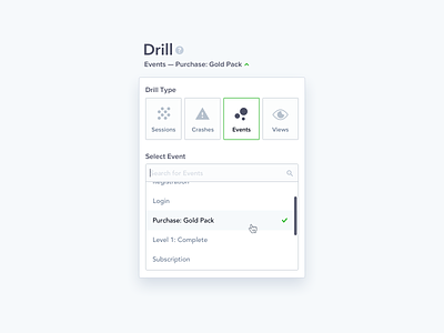 Countly Drill Dropdown Selector