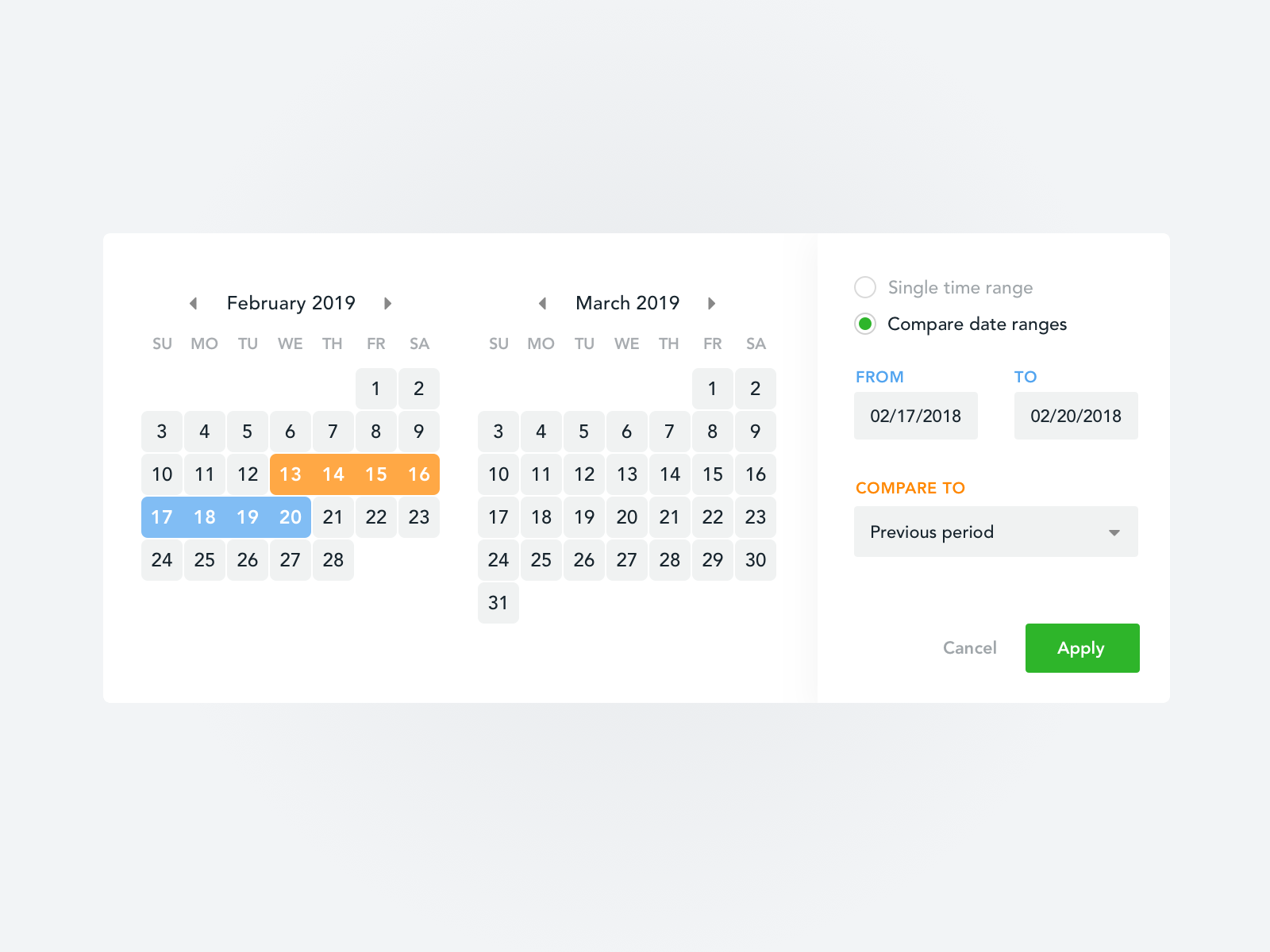 Date Picker With Compare Option Countly By Antonin Kus For Countly On Dribbble