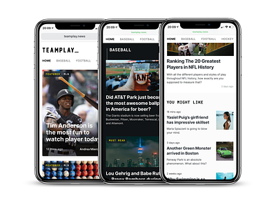 Mobile Web (Teamplay_) article blog blogging browser design interface iphonex layout mobile navigation news sports tiles ui ux web website