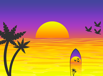 Landscape Sunset design illustration landscape photoshop art sun sunset vaporwave