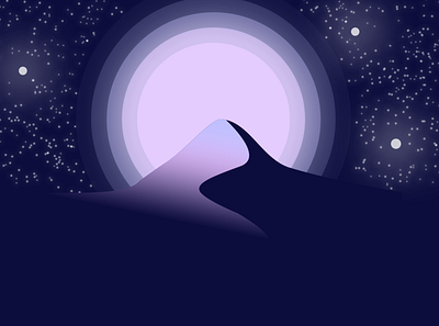 Landscape Night design illustration landscape moon night photoshop art stars