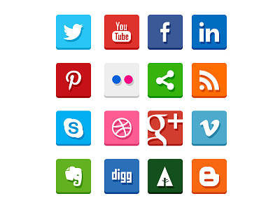 Simple Flat Social Media Icons flat social media icons psd icons social icons