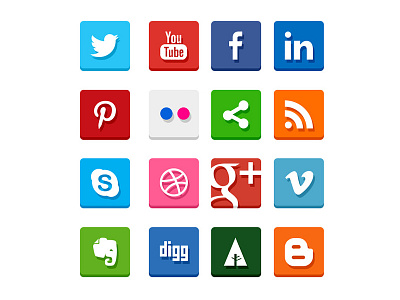 Simple Flat Social Media Icons