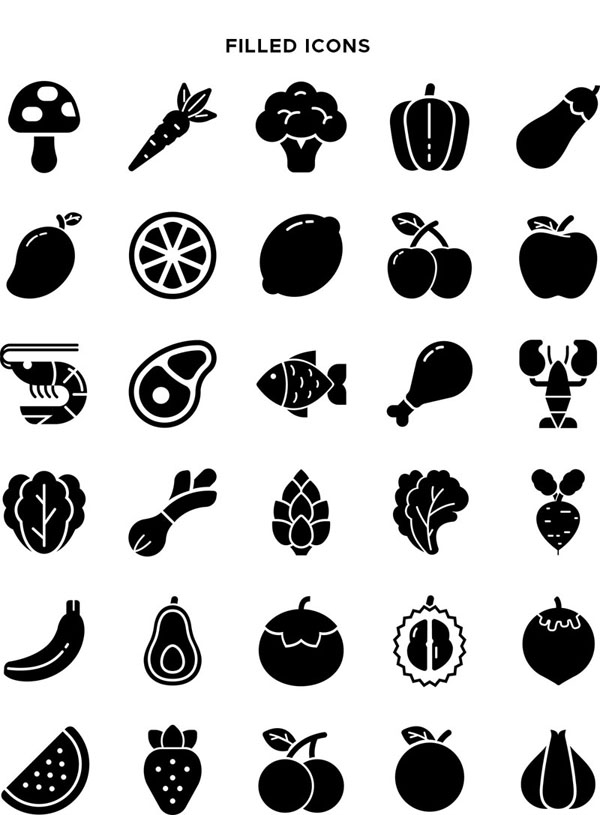 Natural Food Icons by Graphicsfuel on Dribbble