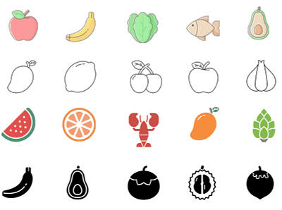 Natural Food Icons food icons fruit icons icons sea food icons vector icons vegetable icons