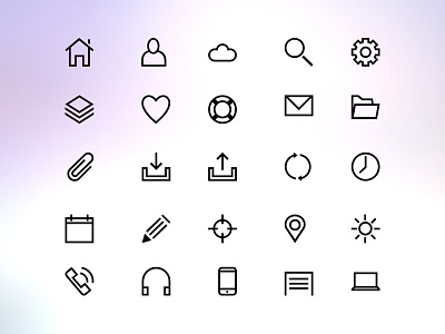 25 Line Icons ios7 style icons line icons mono icons psd icons