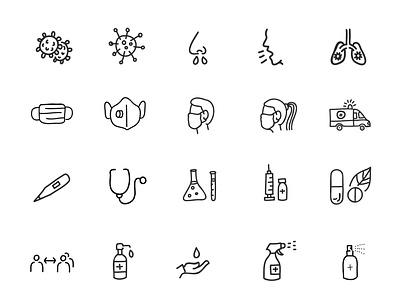 COVID 19 Coronavirus Icons coronavirus icons covid icons covid19 icons free icons freebies hand drawn icons icons vector icons vectors