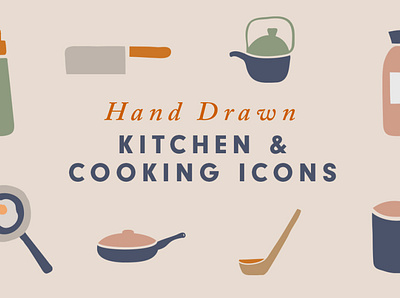Hand drawn Kitchen Utensils Icons illustrations