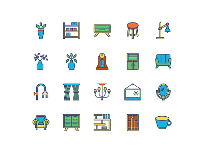 Home Decor Icons color icons decor icons home icons icons line icons outline icons vector icons