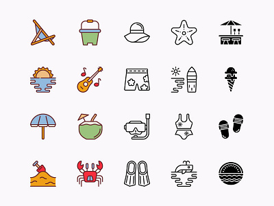 Vector Beach Icons Pack beach icons icon icons sea icons vector icons