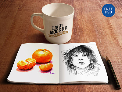 Sketchbook & Coffee Cup Mockup