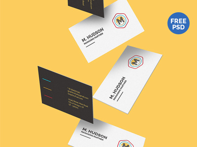 Free Falling Business Cards Mockup