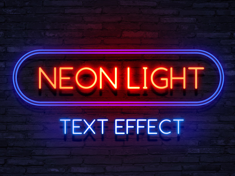 Neon Light Text Effect by Graphicsfuel on Dribbble