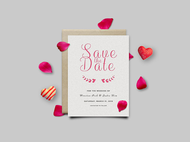 Download Save The Date Invitation Card PSD by Graphicsfuel on Dribbble