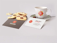 business card coffee cup scene mockup psd - Business Card & Coffee Cup Scene Mockup