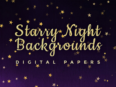 Starry Night Digital Paper Backgrounds