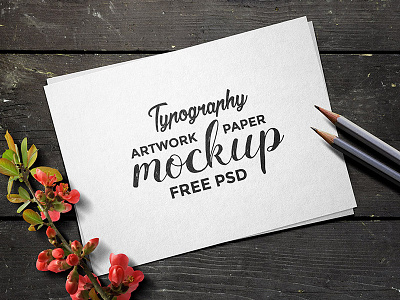 Typography Artwork Paper Mockup PSD artwork download free freebie freebies mockup psd mockup template paper pencil typography