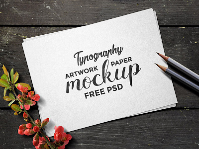 Typography Artwork Paper Mockup PSD