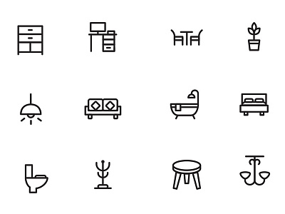 Home Decor and Furniture Icons free free icons free psd files freebies furniture icons home decor icons icons illustrator interior outline icons stroke icons vector icons